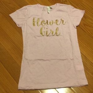 jcpenney Pink Short Sleeve Tee with Gold 'Flower Girl' Glitter